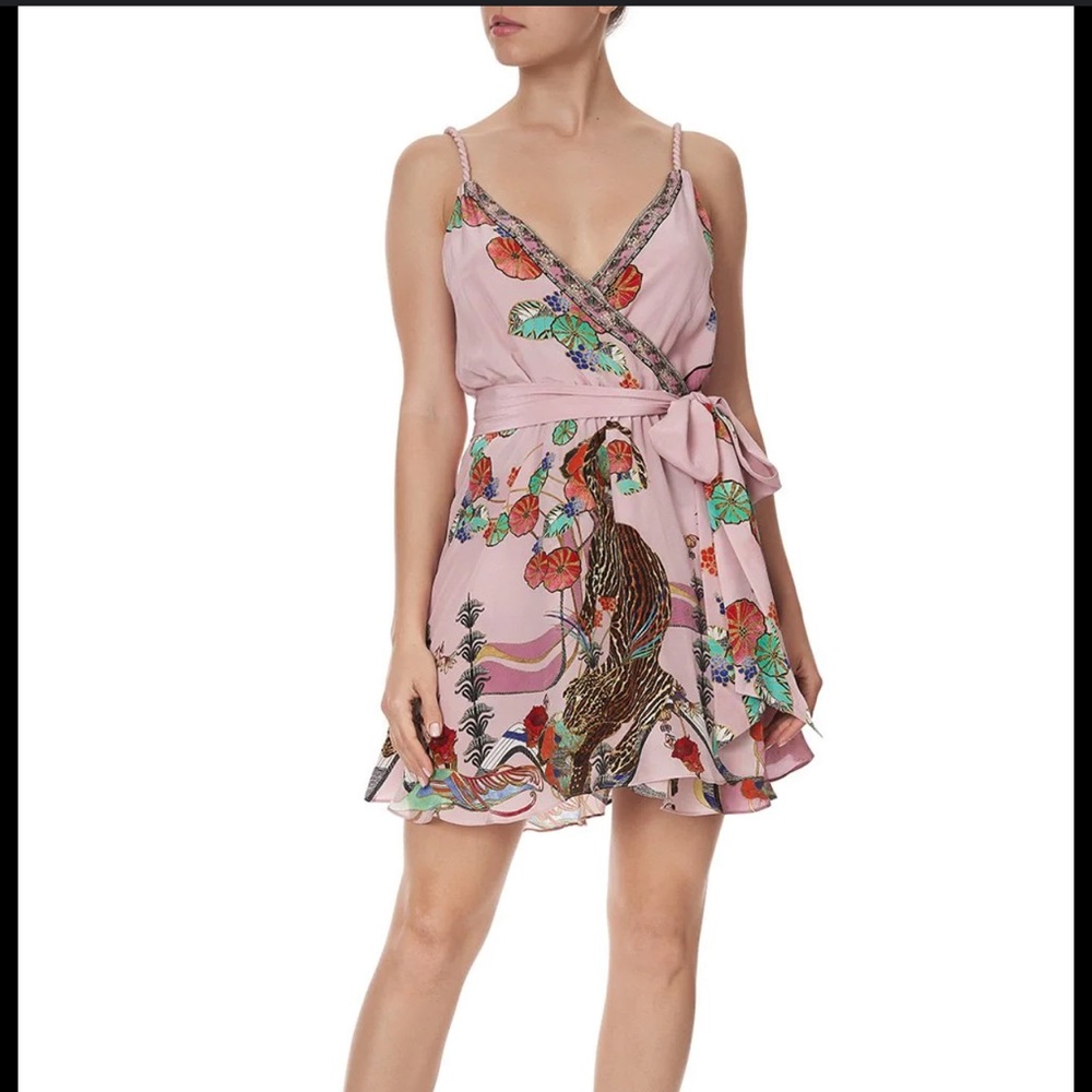 Camilla Ziba Ziba Mini Wrap Dress With Twist Straps